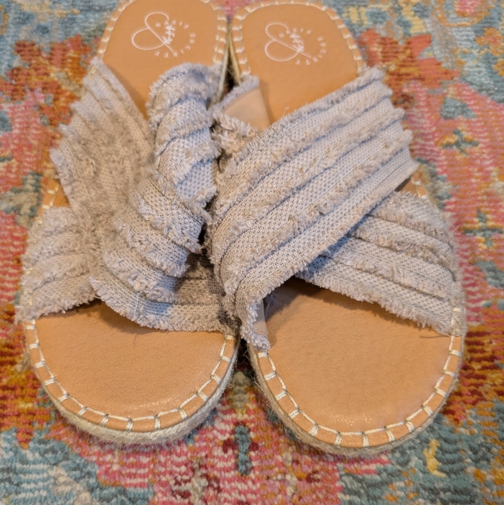 Oasis Boho Cloth Crossover Espadrille Sandal Size 8.5 - Picture 4 of 5